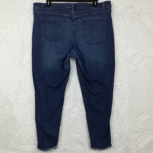 Lane Bryant Womens‎ Jeans Skinny Blue Dark Wash Distressed Whiskering Plus 20 - Picture 2 of 15